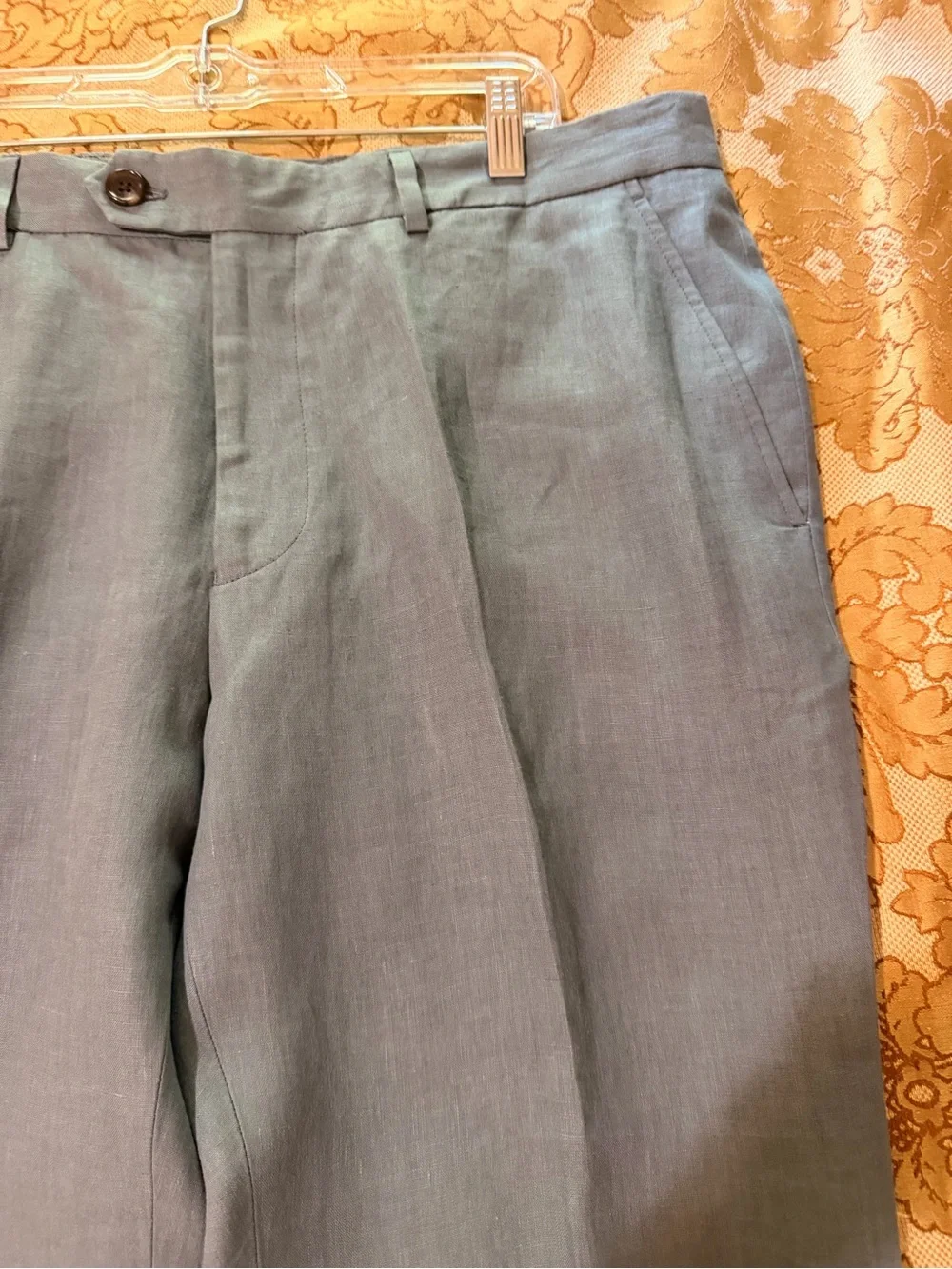 Todd Synder New York Men’s 100% Linen Slacks, Gray, Flat Front, NWT, Sz 36 x 34